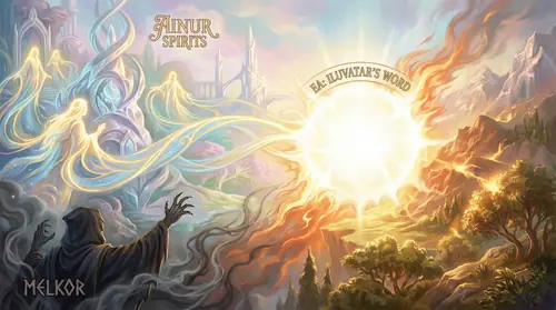 The Ainur as sub-creators, shaping and designing but not truly bringing into being. Their work shown as beautiful but derivative, working upon the themes Iluvatar provided. Contrast with Iluvatar\'s…