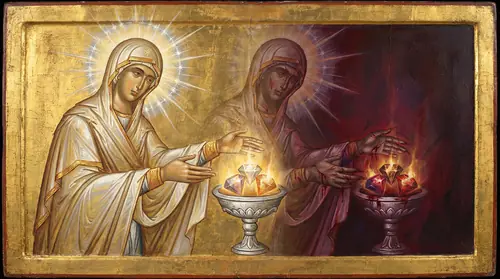 Varda, Queen of the Stars, in the distant past, her hands outstretched over the three Silmarils as she hallows them with starlight. The jewels rest on a silver pedestal, absorbing her blessing…