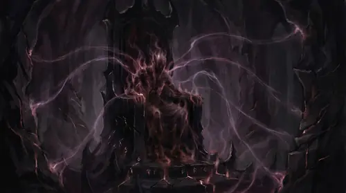 Morgoth enthroned in Angband, visibly diminished -- his form flickering, dark tendrils of power flowing outward into the world. In Morgoth\'s Ring, Tolkien develops the concept of dispersal: Morgoth…