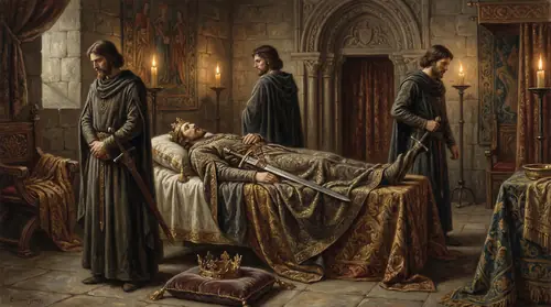 A stone throne room in Annuminas -- King Earendur lies in state on a bier, his crown and sword placed upon his chest. Three sons stand around him, their faces hard with ambition. Each has already…