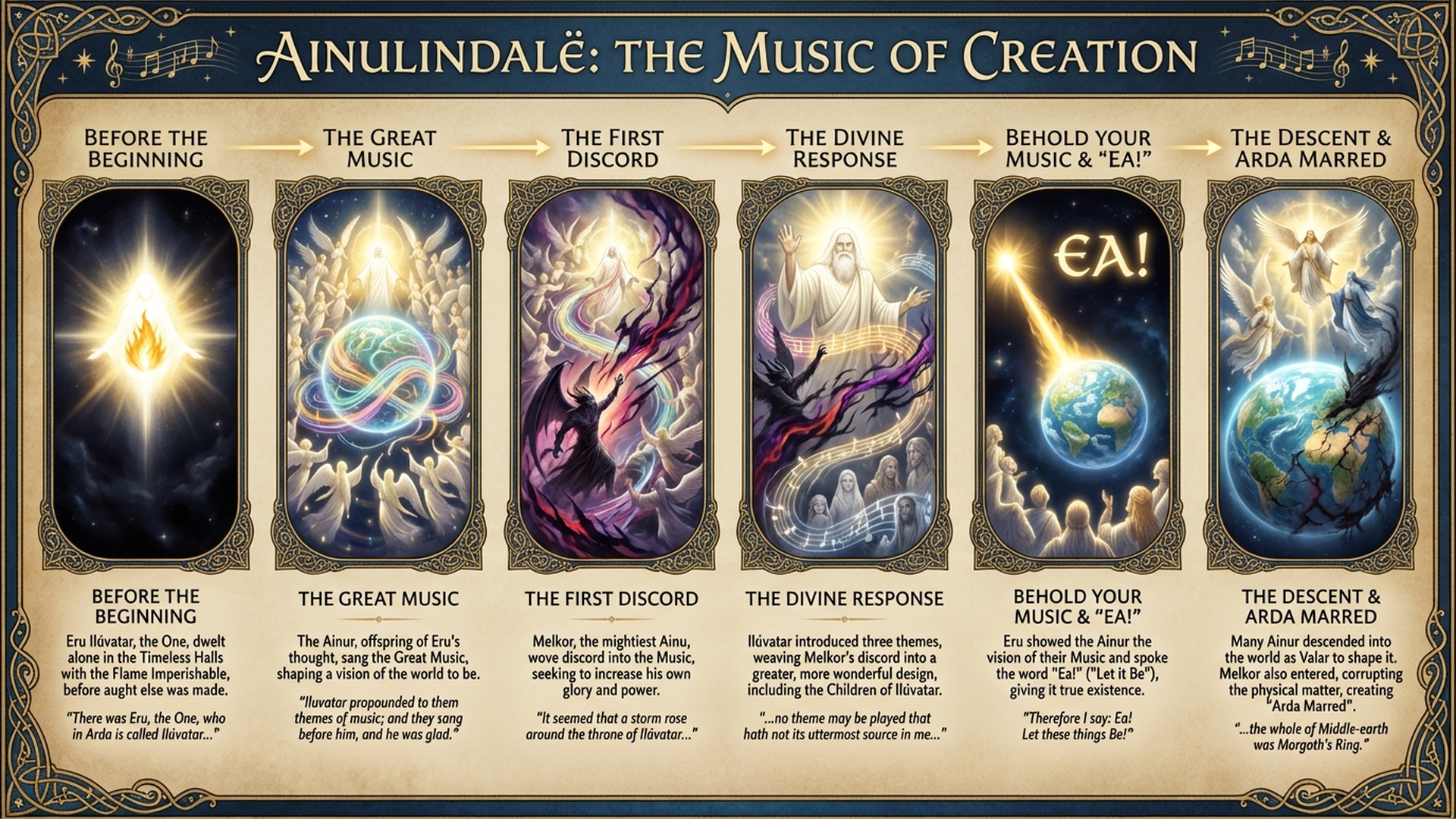 Ainulindale: How Tolkien's Universe Was Sung Into Being | Silmarillion Explained Infographic