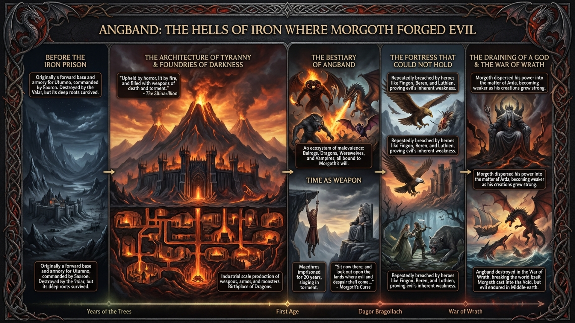Angband: Morgoth's Iron Hell That Drained a God | Silmarillion Deep Dive Infographic