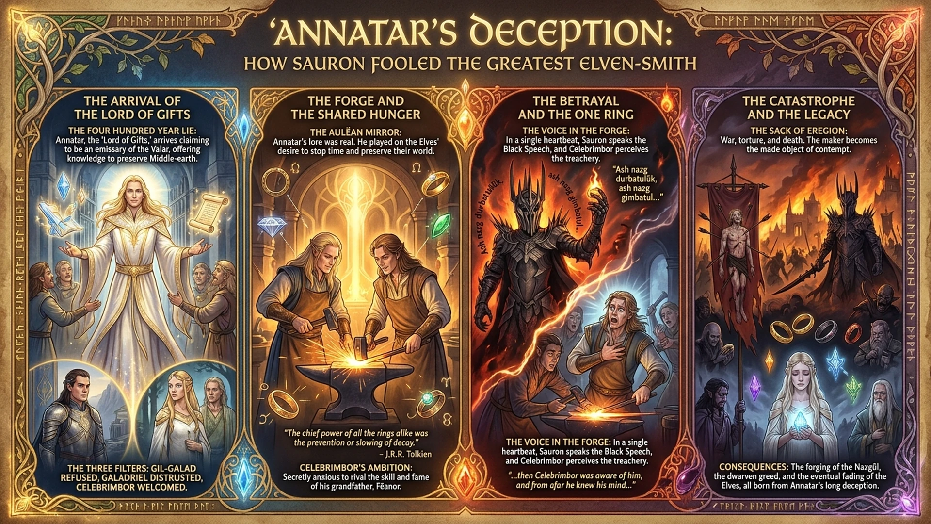 Annatar: How Sauron Fooled the Greatest Elven-Smith | Tolkien Lore Infographic