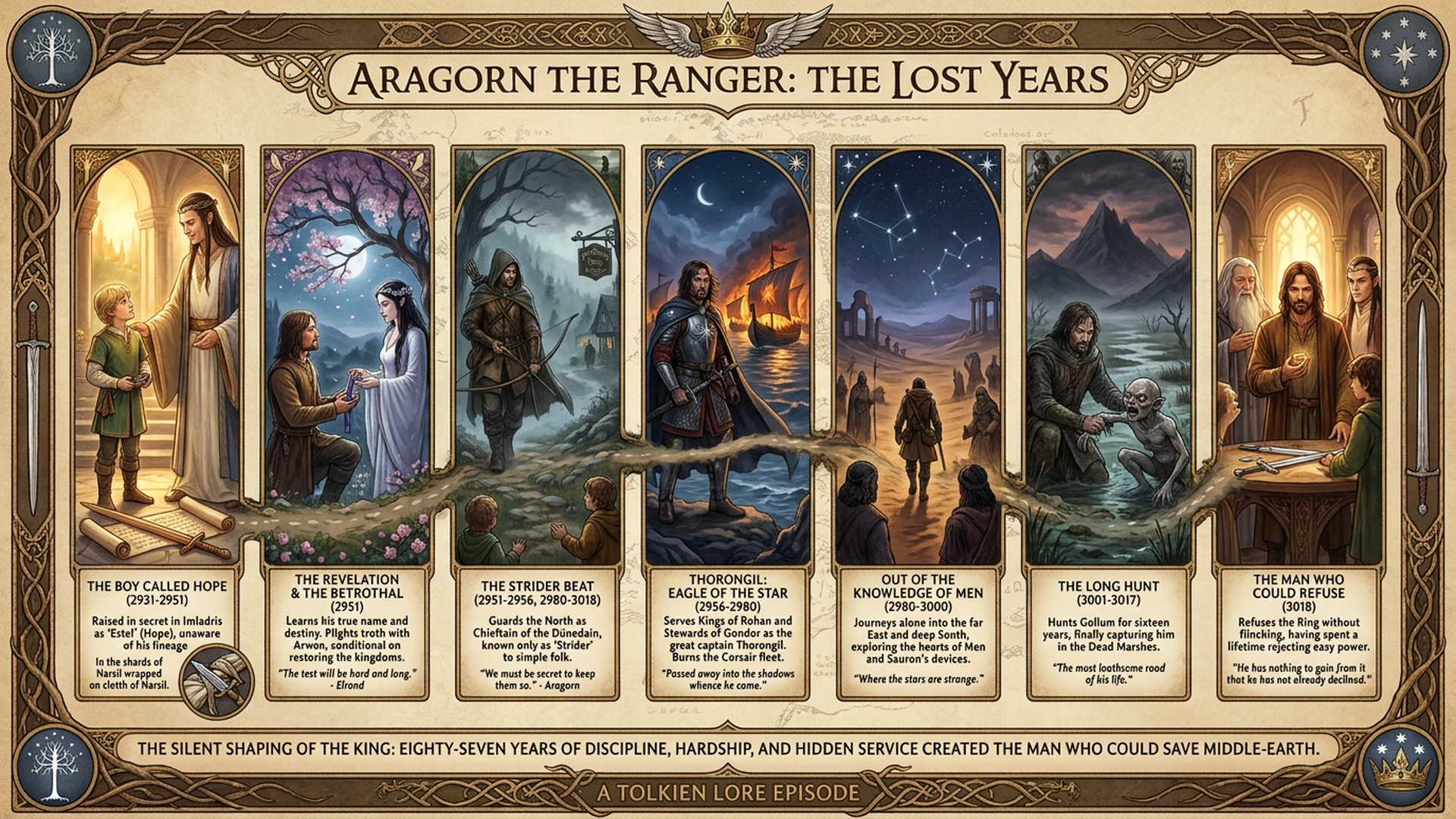 Aragorn: The 87 Lost Years Tolkien Hid From You | LOTR Deep Dive Infographic