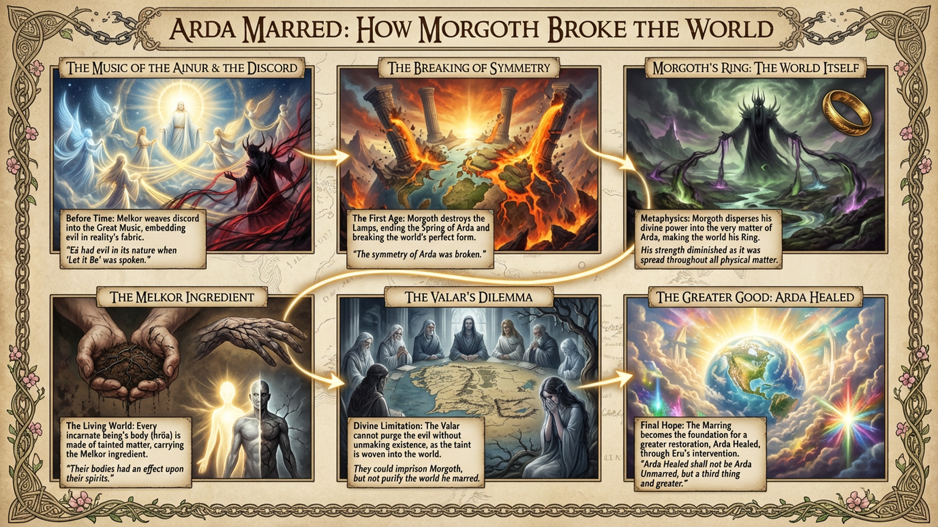 Arda Marred: How Morgoth Poisoned Creation | Silmarillion Infographic