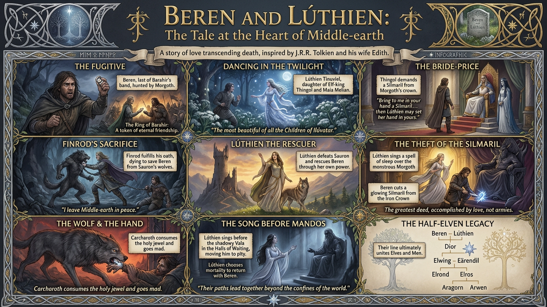 Beren and Luthien: The Love Story That Defeated Morgoth | Silmarillion Explained Infographic