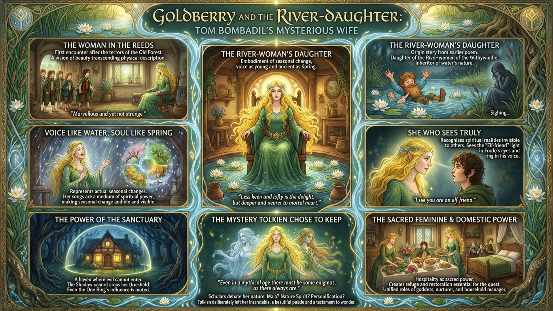 Goldberry: The River-Daughter Who Embodies Spring | Tom Bombadil's Wife Explained Infographic
