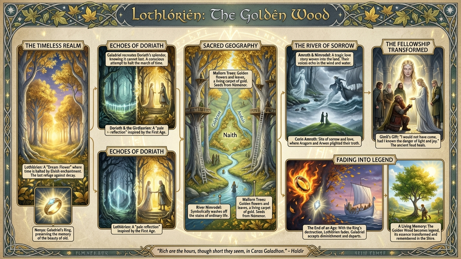 Lothlorien: The Realm That Defied Time | Tolkien Deep Dive Infographic