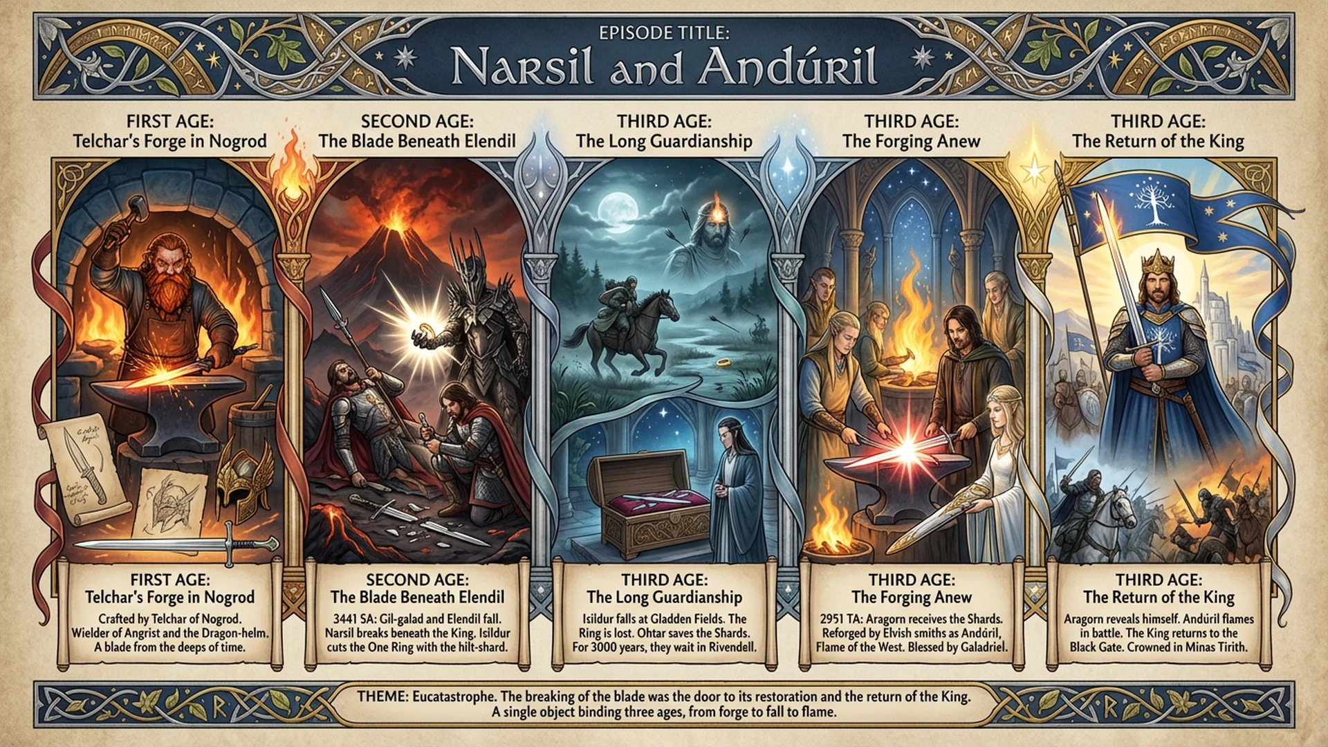 Narsil and Andúril: The Sword That Cut the Ring | Tolkien Deep Dive Infographic