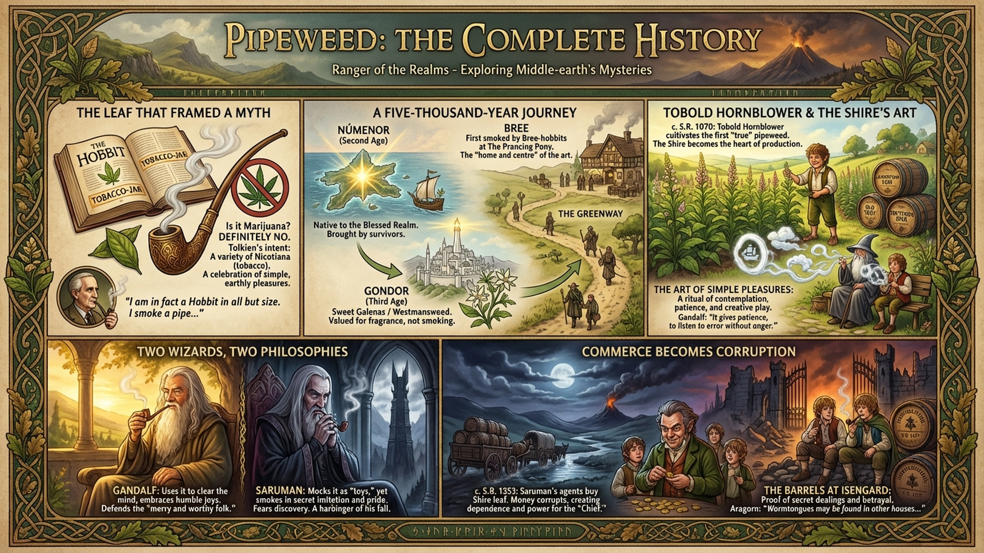 Pipeweed: How Saruman Corrupted the Shire | Tolkien Deep Dive Infographic