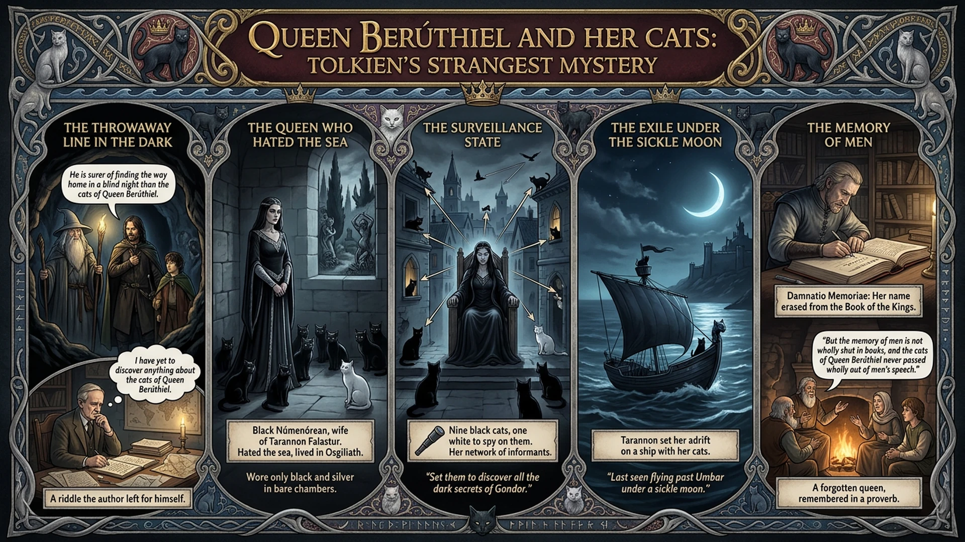 Queen Beruthiel and Her Cats: A Strange Tolkien Mystery Infographic