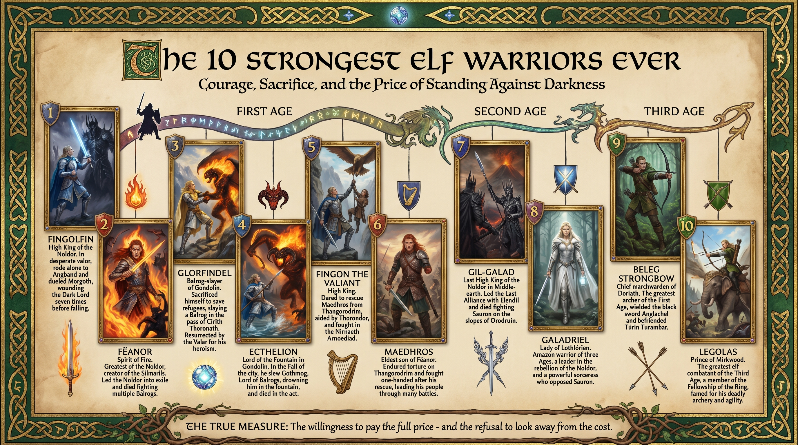 Strongest Elf Warriors Ranked: Fingolfin to Legolas | Tolkien Lore Infographic