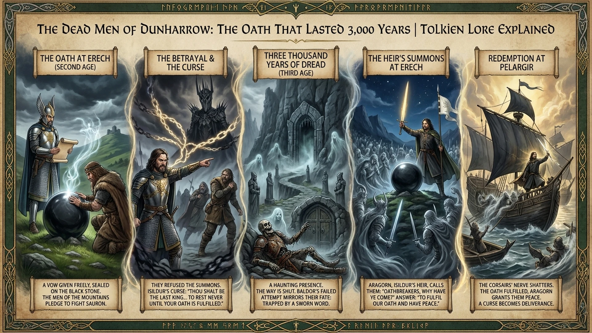 The Dead Men of Dunharrow: The Oath That Cursed Them 3,000 Years Infographic