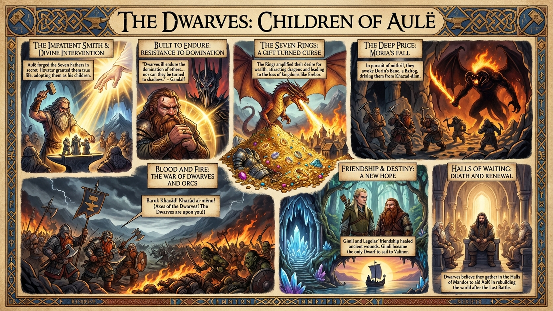 The Dwarves: Created in Secret by Aulë | Tolkien Deep Dive Infographic