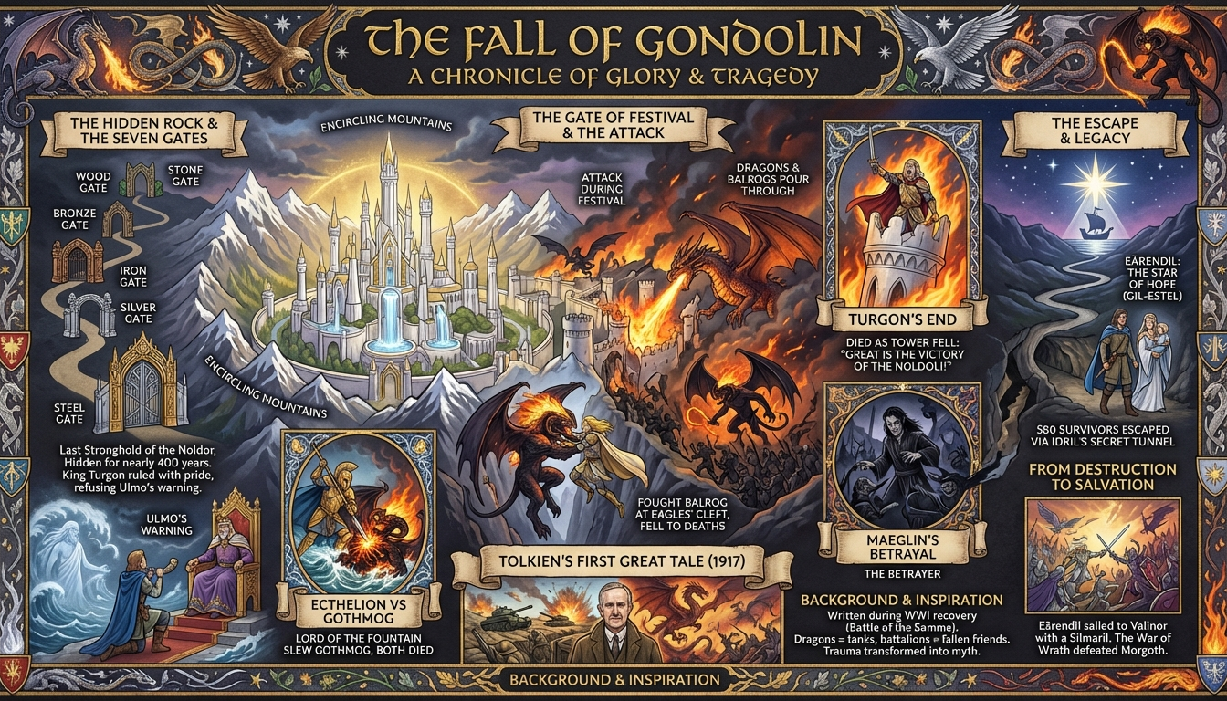 The Fall of Gondolin: Tolkien's First Great Tale Infographic