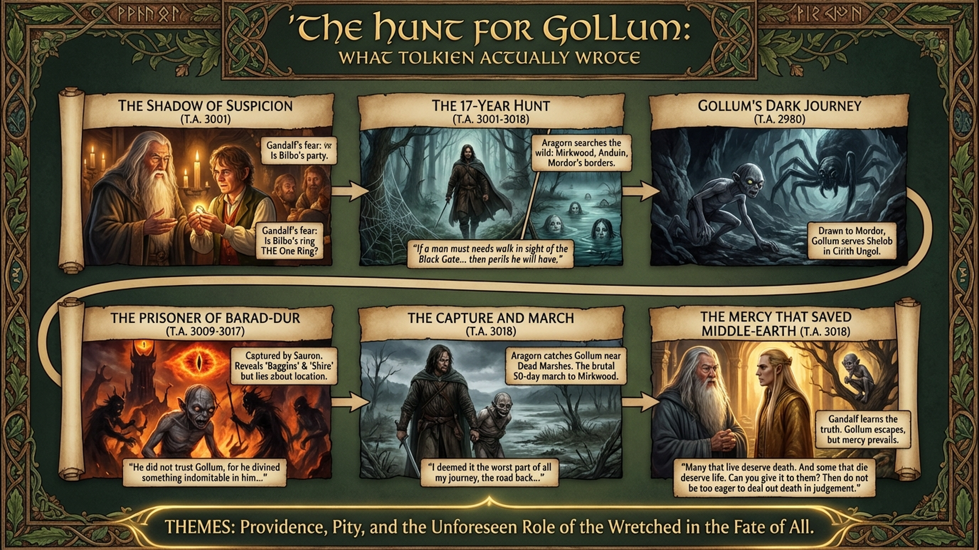 The Hunt for Gollum: What Tolkien Actually Wrote | LOTR Deep Dive Infographic