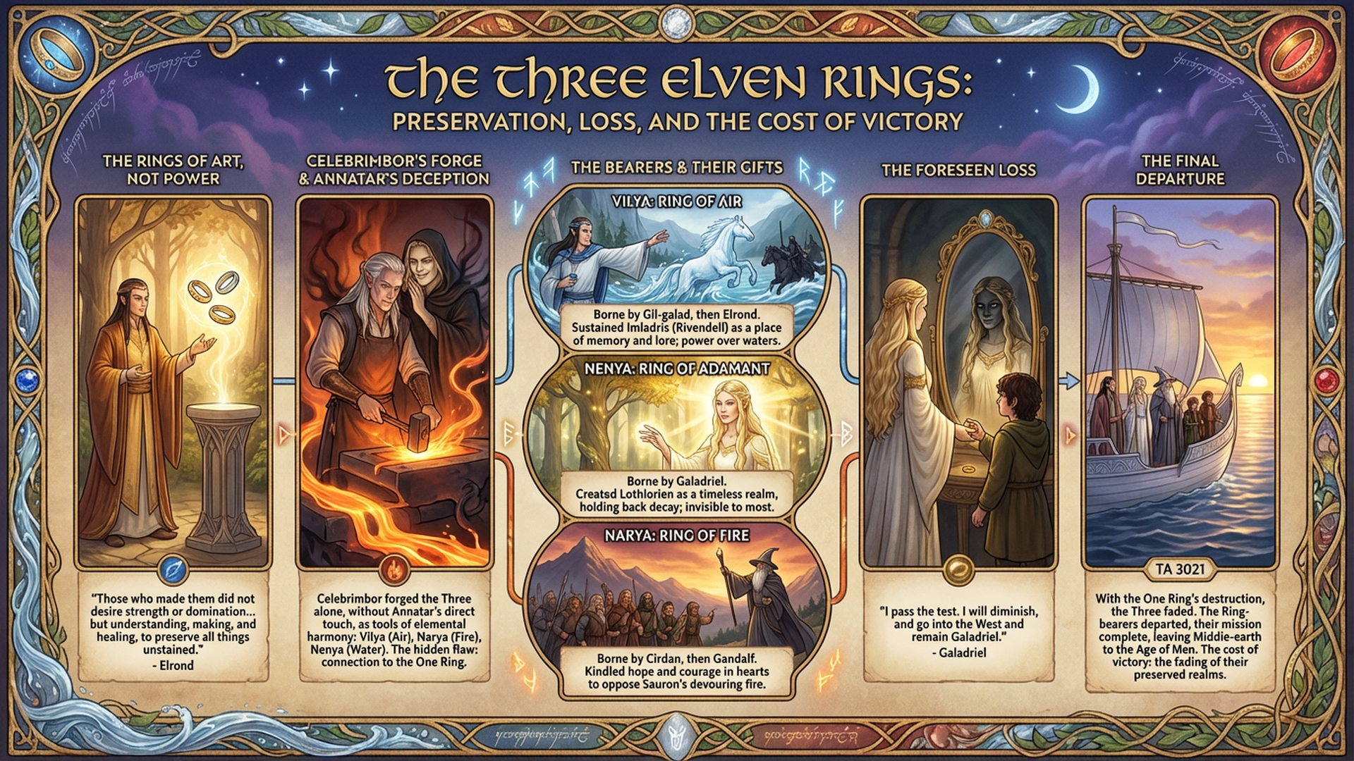 The Three Elven Rings: Why the Elves Chose to Lose Everything | Silmarillion Explained Infographic