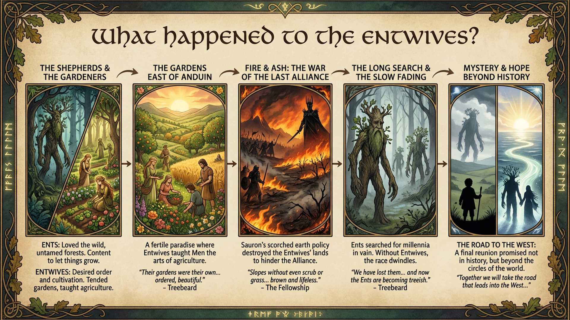 The Entwives: Why Treebeard Lost His Love Forever | Silmarillion Explained Infographic