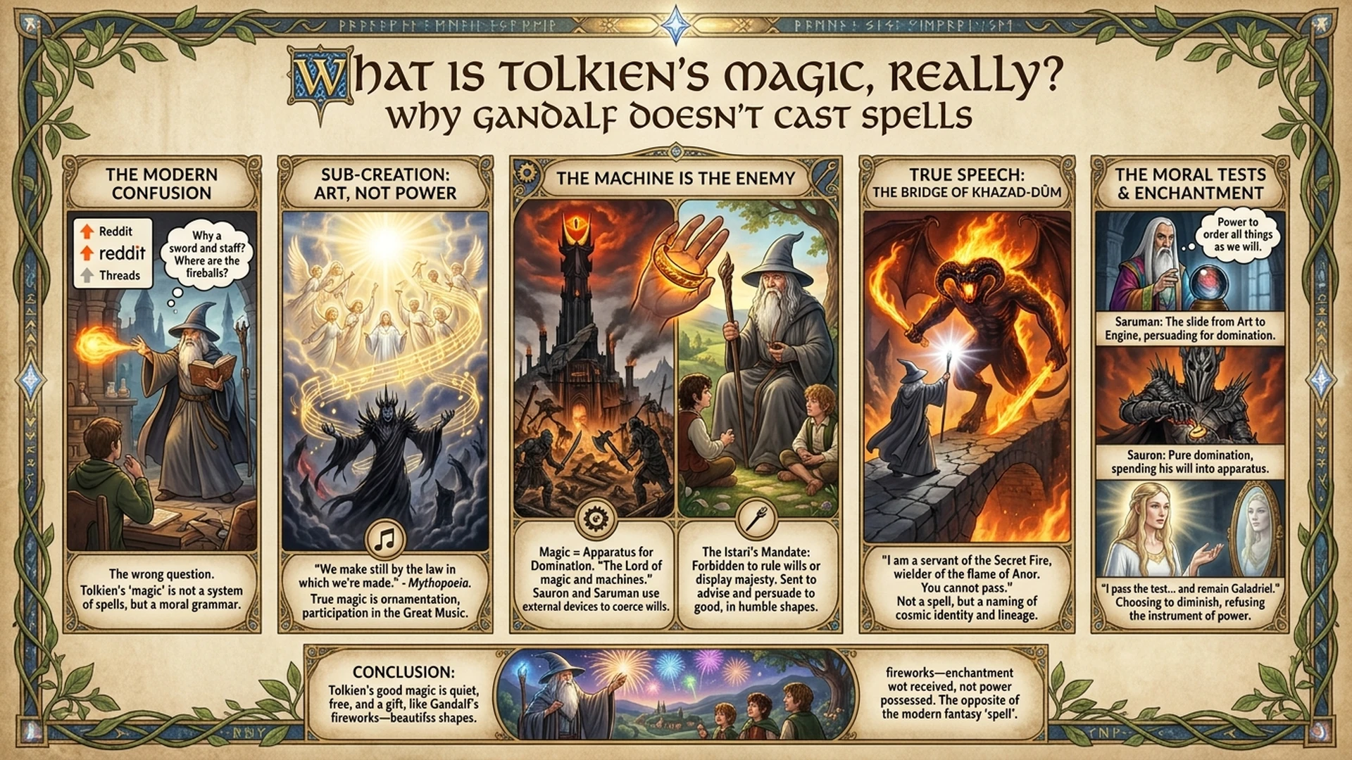 Tolkien's Magic Explained: Why Gandalf Doesn't Cast Spells Infographic