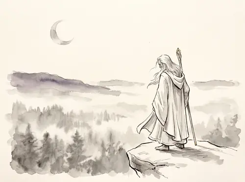 From 'a high place' Gandalf strives with the Dark Tower as Frodo sits on Amon Hen; where he sat is not stated.