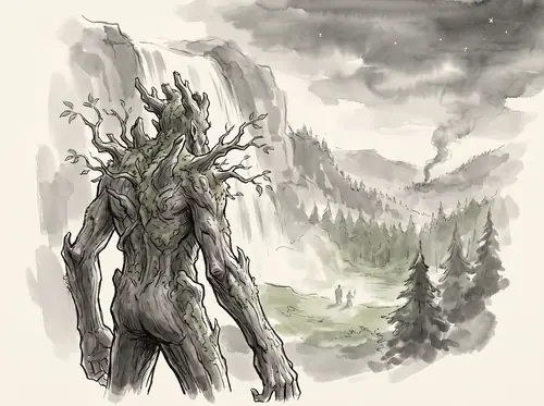 Treebeard finds Merry and Pippin on his hill, carries them to Wellinghall, and hears of Saruman's treachery.