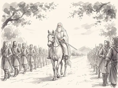 Gandalf with the Host in North Ithilien.