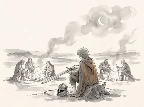 Pippin with the Host in the Desolation of the Morannon.