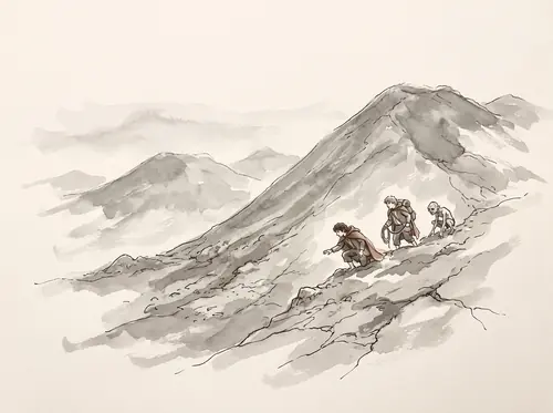 Frodo reaches the slag-mounds on the edge of the Desolation of the Morannon.