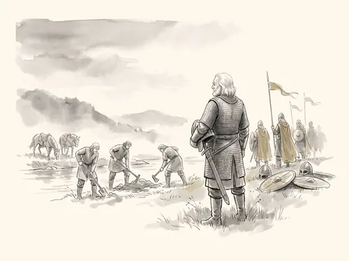 Victory at the Hornburg at dawn; Théoden buries the dead, then rides for Isengard with Gandalf, camping near the Fords.