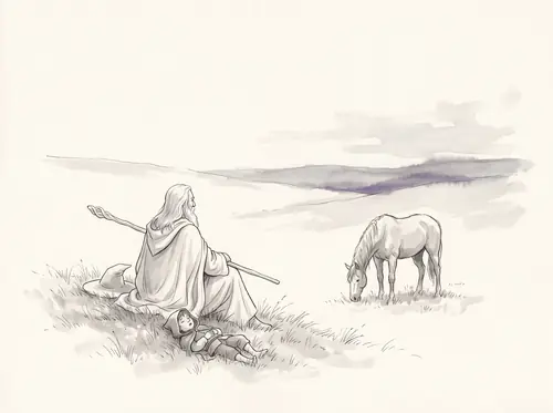 Gandalf rides east across Rohan with Pippin.