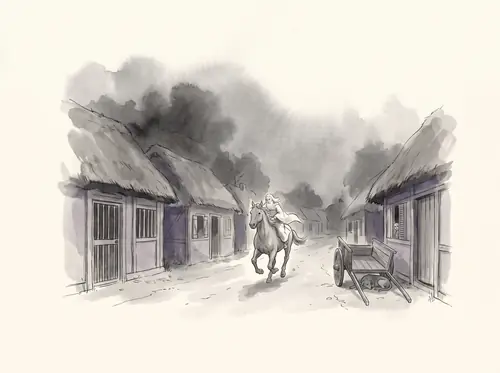 Gandalf rides east across Rohan with Pippin.