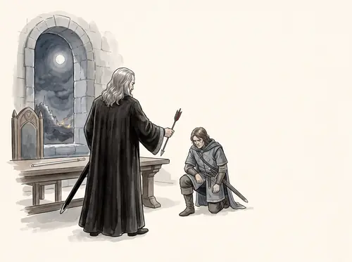 Faramir lets Frodo go; Denethor lights the beacons and sends the Red Arrow to Rohan.