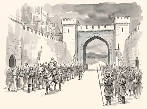 Faramir leaves Henneth Annûn; in the City, Forlong, Imrahil and the captains of the Outlands arrive with fewer men than hoped.