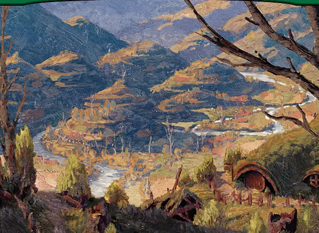 The Shire, from the hero of the Vault. Art by Calder Moore for Wizards of the Coast.