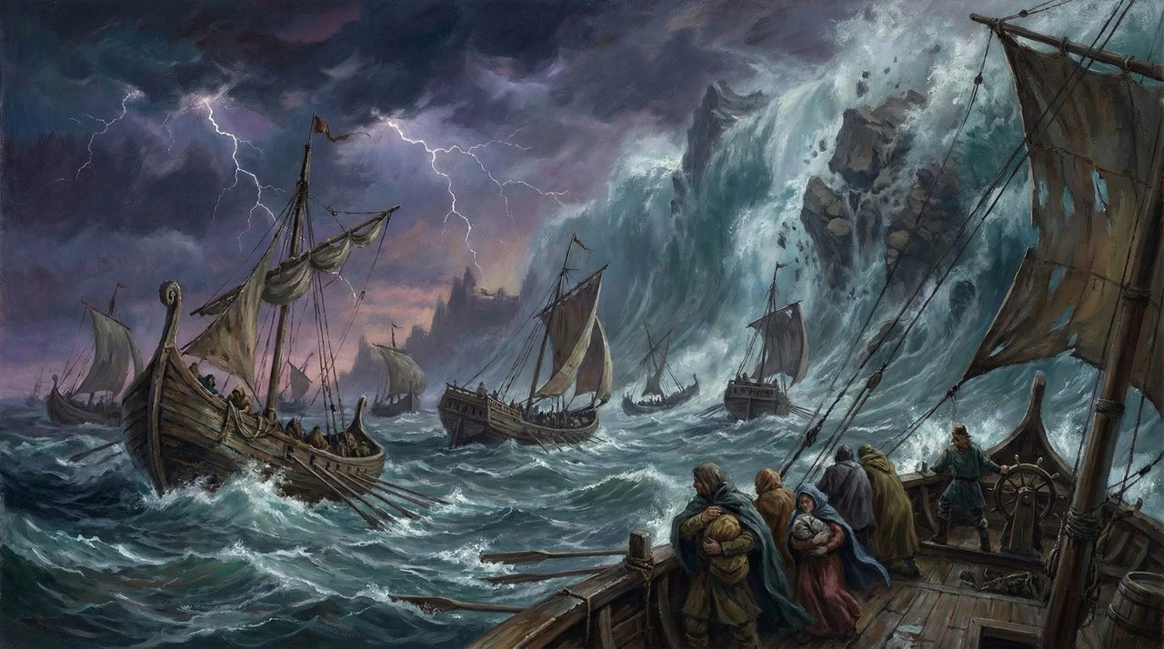 Ships caught in the storm of Numenor's fall