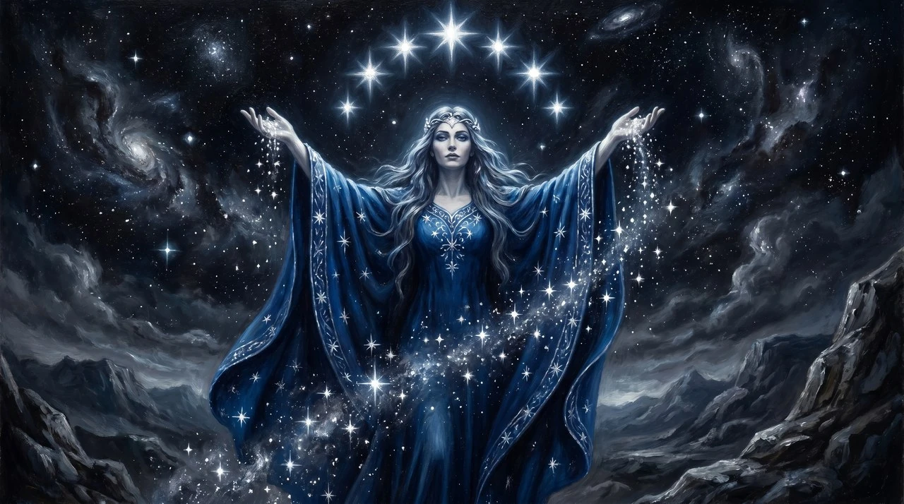 Varda kindling the stars above Middle-earth